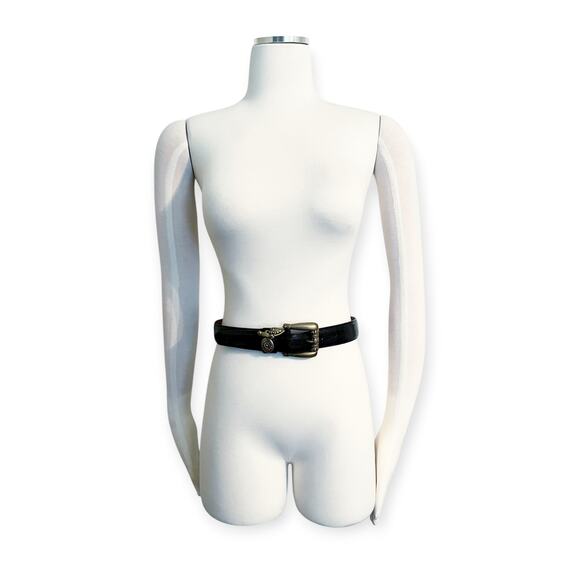 Brighton Heart Charm Gold Hardware Black Leather Belt Size Medium 34 in - 45103 - Picture 1 of 4